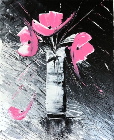 BOUQUET D'ARGEMONES 绘画 标题为“BOUQUET D'ARGEMONES” 由Ysabel Laffitte, 原创艺术品, 丙烯 安装在木质担架架上