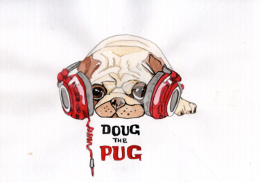 Peinture intitulée "Dog red" par Katwrina Golban, Œuvre d'art originale, Aquarelle