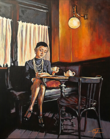 Au salon de thé "Au salon de thé" başlıklı Tablo Stéphane Petit tarafından, Orijinal sanat, Akrilik