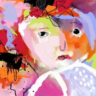 Clémentine va au marché Peinture intitulée "Clémentine va au ma…" par Chantal Proulx, Œuvre d'art originale, Peinture numérique