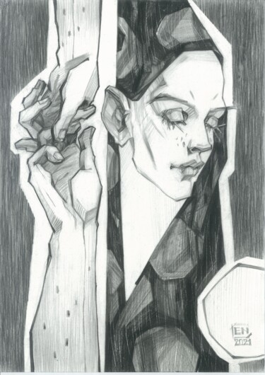 제목이 "Hands"인 그림 Natasha Ermolaeva로, 원작, 흑연