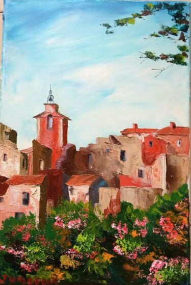 Painting titled "VILLAGE DE ROUSSILL…" by Jean Pierre Jumeaux, Original Artwork, Oil