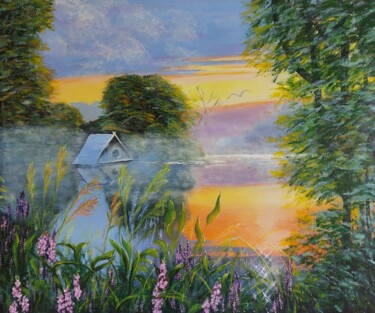 Morning Silence Painting titled "Morning Silence" by Nataliia Goloborodko, Original Artwork, Acrylic Mounted on Wood Stretcher frame