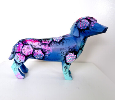 Sculpture Chien Pop Art - Statue Teckel Animale Design Sculpture intitulée "Sculpture Chien Pop…" par Pvettese, Œuvre d'art originale, Bombe aérosol