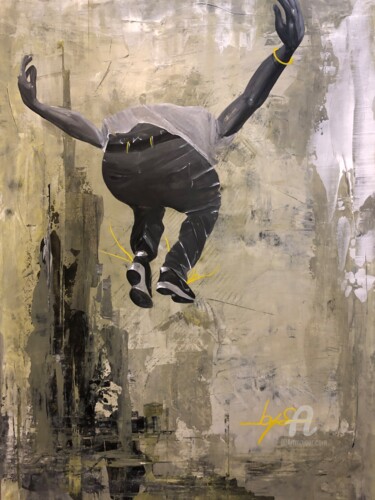 forget the ground, keep on fallin' ! Peinture intitulée "forget the ground,…" par Iconbys, Œuvre d'art originale, Acrylique Monté sur Châssis en bois