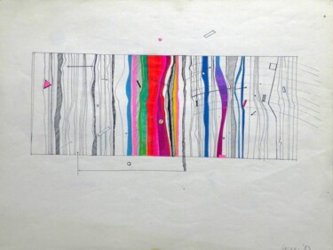 Drawing titled "Tanzende Formen" by Alois Oberndorfer, Original Artwork, Ink