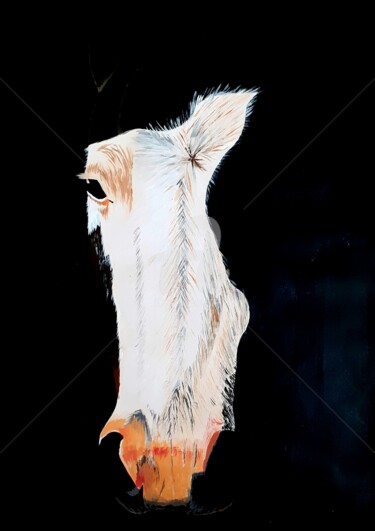 Painting titled "Horse" by Afzal Shaikh, Original Artwork, Acrylic