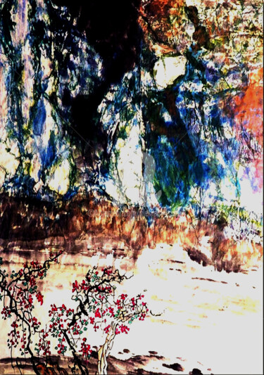 Peinture intitulée "Blue Mountain" par Clement Tsang, Œuvre d'art originale, Aquarelle