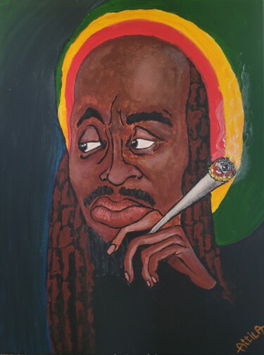 Bob Marley Ζωγραφική με τίτλο "Bob Marley" από Attila Papp-Ragany, Αυθεντικά έργα τέχνης, Ακρυλικό