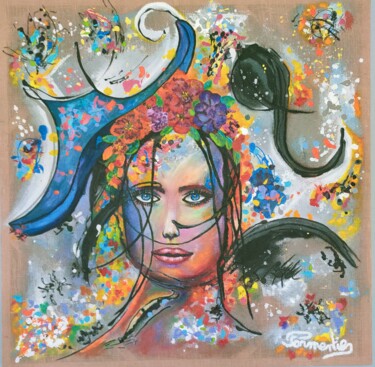 WOMAN Painting titled "WOMAN" by Brigitte Parmentier, Original Artwork, Acrylic