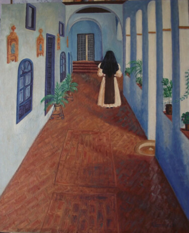绘画 标题为“CLAUSTRO (Convento…” 由Francisco Serrano Gutierrez, 原创艺术品, 油 安装在木质担架架上