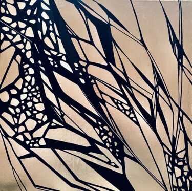 绘画 标题为“Gold & Black 50x50cm” 由Vesta Shi, 原创艺术品, 丙烯