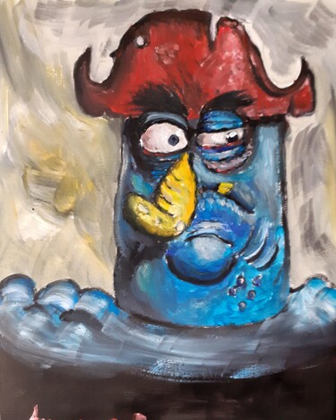 绘画 标题为“Pirate Head” 由Amazeigh Bouzékri, 原创艺术品, 油