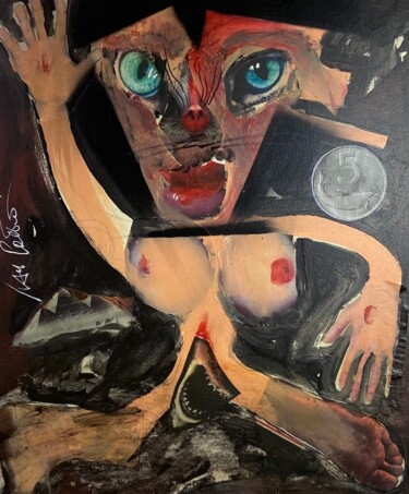 Pittura intitolato "Dammi il 5 ! Lire" da Ivan Cattaneo, Opera d'arte originale, Acrilico