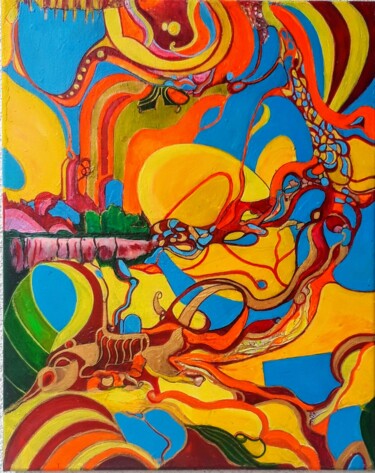 Malerei mit dem Titel "Abstrakt 23" von Irene Mitawski, Original-Kunstwerk, Acryl Auf Keilrahmen aus Holz montiert