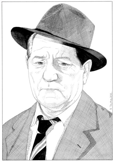 Dessin intitulée "Jean Gabin" par Pascal Tavarner, Œuvre d'art originale, Encre
