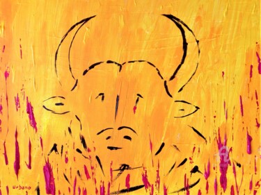 Painting titled "Toro Andaluz." by Roberto Urbano, Original Artwork, Acrylic Mounted on Wood Stretcher frame