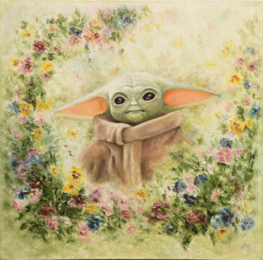 Schilderij getiteld "Baby Yo" door Mila Moroko, Origineel Kunstwerk, Olie Gemonteerd op Frame voor houten brancard
