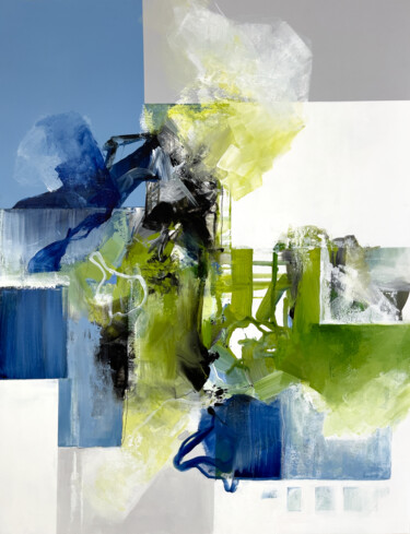 Painting titled "Escape the line" by Ines Khadraoui, Original Artwork, Acrylic Mounted on Wood Stretcher frame