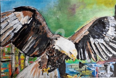 Painting titled "Eagle" by Afzal Shaikh, Original Artwork, Acrylic