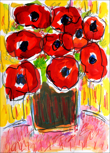 Painting titled "Fleurs de Paris" by Jean Mirre, Original Artwork, Oil