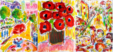 Malerei mit dem Titel "Triptyque Naguère" von Jean Mirre, Original-Kunstwerk, Öl