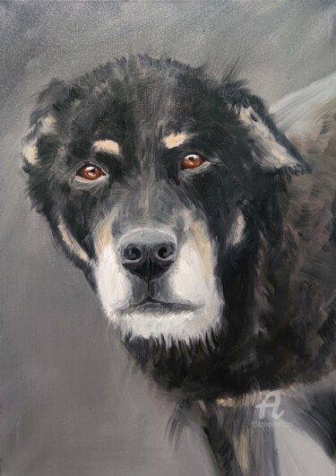 The street dog Painting titled "The street dog" by Valentina Reymer, Original Artwork, Oil