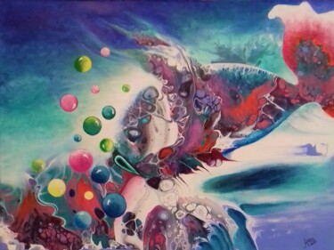 绘画 标题为“Pestisorul Zburator” 由Mariana Oros, 原创艺术品, 丙烯 安装在木质担架架上