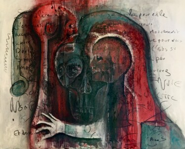 La rancœur - art brut - art contemporain - portrait Картина под названием "La rancœur - art br…" - Eric Leroy (Rico), Подлинное произведение искусства, Акрил Установлен на Дере…