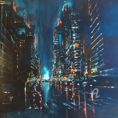 绘画 标题为“Night” 由Francois Barroux, 原创艺术品, 油 安装在木质担架架上