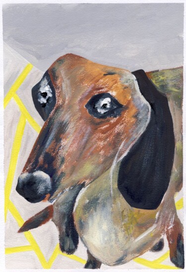 Dachshund-Teckel Картина под названием "Dachshund-Teckel" - Elizaveta Pastushchak, Подлинное произведение искусства, Акрил