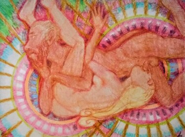 图画 标题为“Lovers 99” 由Edwin Loftus, 原创艺术品, 粉彩 安装在其他刚性面板上