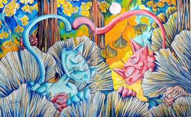Peinture intitulée "Félin pour l'autre…" par Jsroosenys, Œuvre d'art originale, Acrylique