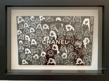 Painting titled "Un café avec Coco" by Caroline Montigneaux, Original Artwork, Acrylic Mounted on Cardboard