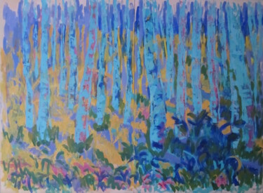 绘画 标题为“ALAMOS AZULES” 由Francisco Serrano Gutierrez, 原创艺术品, 丙烯 安装在木板上