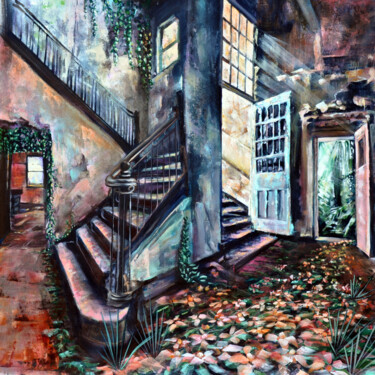 The blue door Painting titled "The blue door" by Bellule' Art, Original Artwork, Acrylic