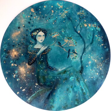绘画 标题为“Au fil du ciel” 由Loetitia Pillault, 原创艺术品, 丙烯 安装在木板上
