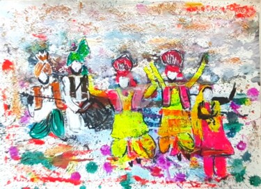Painting titled "Bhangra" by Afzal Shaikh, Original Artwork, Acrylic