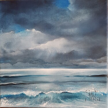 Painting titled "A little blue" by Roselyne Rollant (Evarose), Original Artwork, Oil