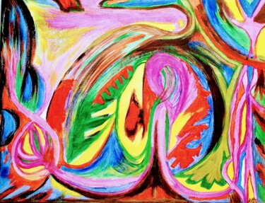 Pintura intitulada "embryon de vie" por Atmane Laraibia, Obras de arte originais, Acrílico