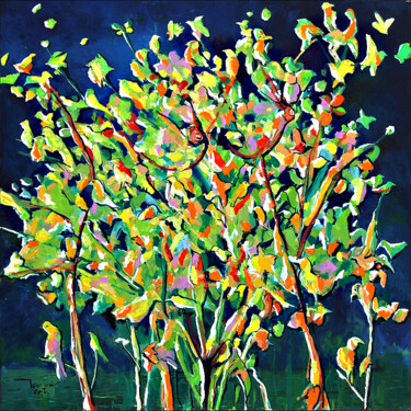 Painting titled "Arbustos confortáve…" by Tarcisio Costa, Original Artwork, Acrylic Mounted on Wood Panel