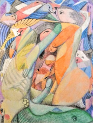 Pondering our Role in Nature 图画 标题为“Pondering our Role…” 由Edwin Loftus, 原创艺术品, 粉彩 安装在其他刚性面板上