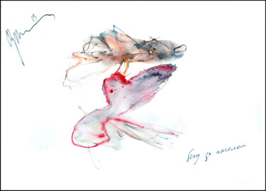 running after an angel courir après un ange Dessin intitulée "running after an an…" par Dima Dima Vil Ms Wilms (Rok Zivopisec Rock Painter), Œuvre d'art originale, Aqua…
