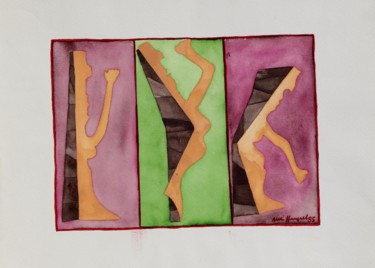 Painting titled "Three Figures" by Ulli Heupel, Original Artwork, Oil