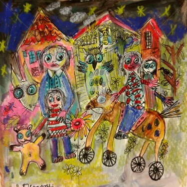 Malerei mit dem Titel "happy" von Silvia Messerli, Original-Kunstwerk, Acryl