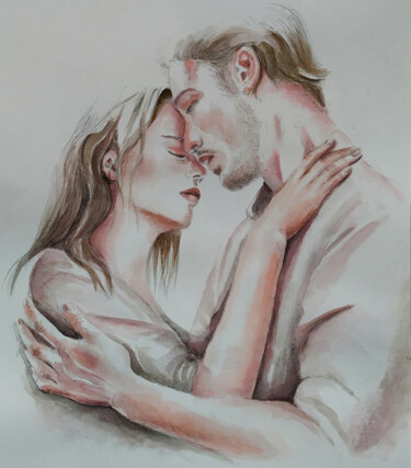 GIOVANI TENEREZZE Pintura intitulada "GIOVANI TENEREZZE" por Vittoriana Mascheroni, Obras de arte originais, Aquarela