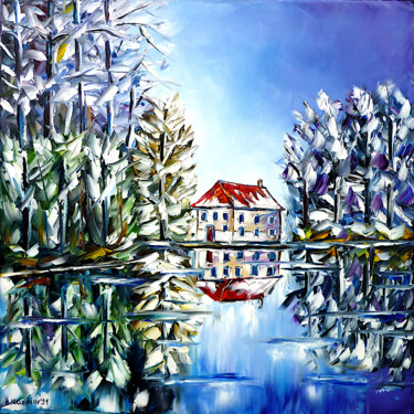 Pintura titulada "The house by the la…" por Mirek Kuzniar, Obra de arte original, Oleo