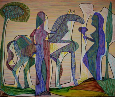 绘画 标题为“Meeting” 由Levan Goglidze, 原创艺术品, 油