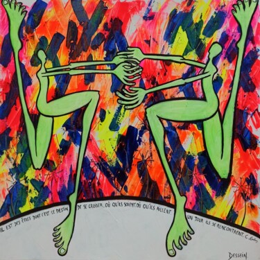 Peinture intitulée "Rencontre" par Delphine Dessein, Œuvre d'art originale, Acrylique