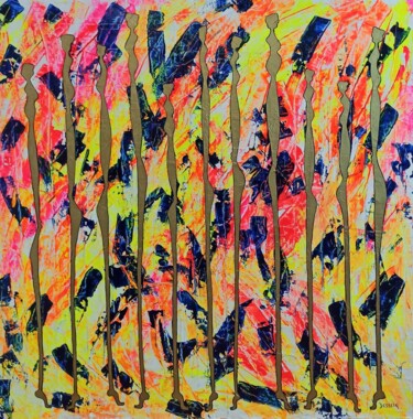 Peinture intitulée "Nématoïdes 9" par Delphine Dessein, Œuvre d'art originale, Acrylique
